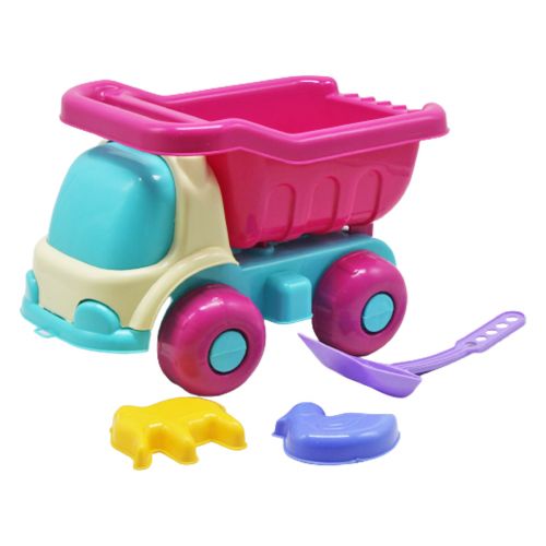 Пластиковый грузовик + песочный набор, розовый фото