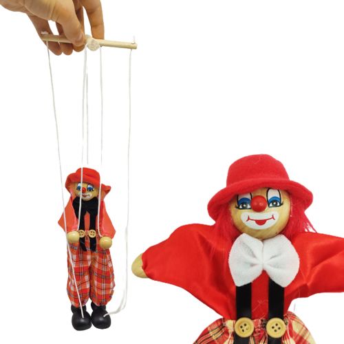 Лялька-маріонетка "Клоун", у червоному фото