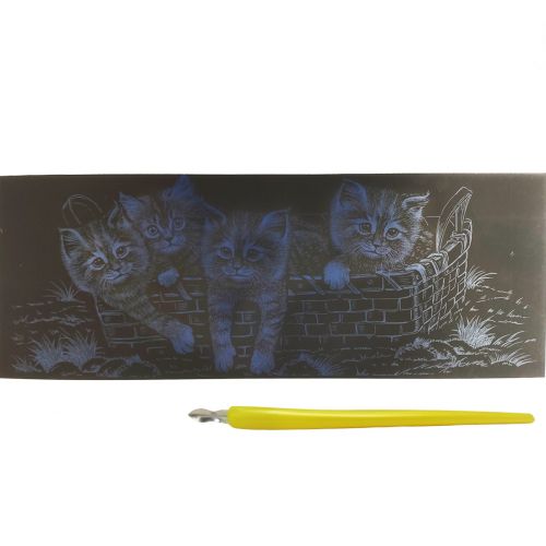 Гравюра панорама "Котики", серебро фото
