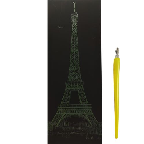Гравюра панорама "Эйфелева башня", золото фото