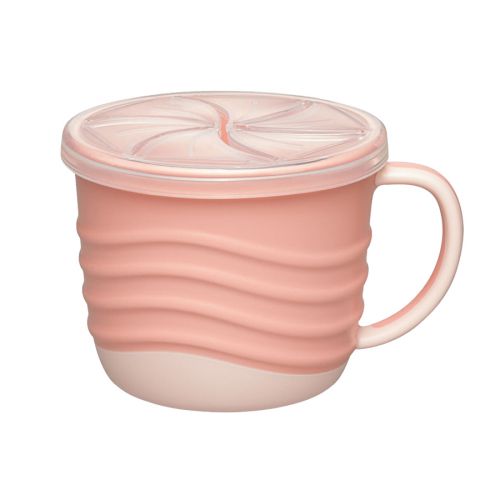 Чашка 2в1 для питья и снеков "Зеленая серия", розовая фото