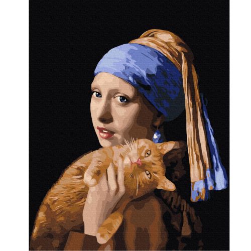 Картина за номерами "Дівчина з рудим котом" ★★★★ фото