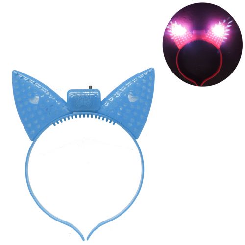 Обруч "Котик" со светом, голубой фото