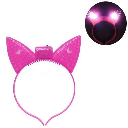 Обруч "Котик" со светом, розовый фото