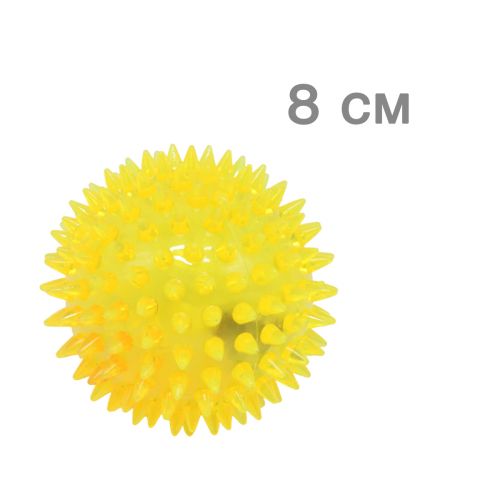 Мячик с шипами, желтый, 8 см фото