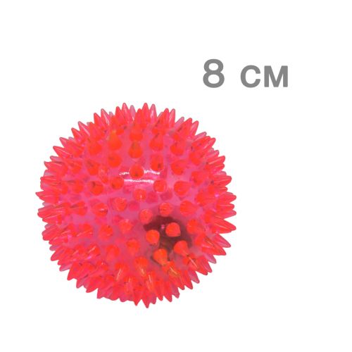 Мячик с шипами, красный, 8 см фото