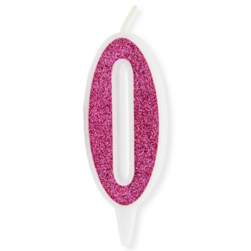 Свечка декоративная "Цифра 0", розовая фото