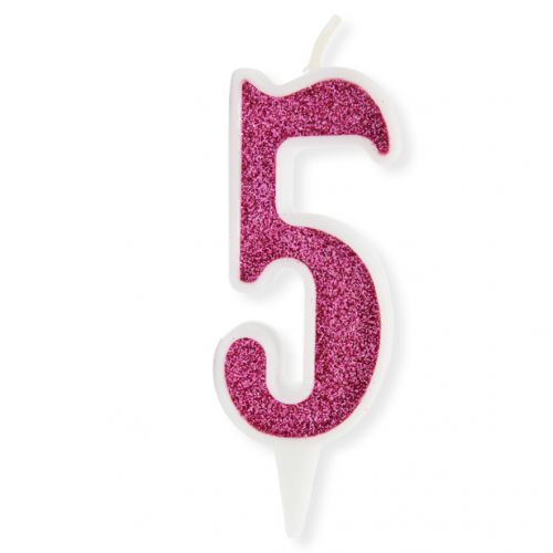 Декоративна свічка "Цифра 5", рожева фото