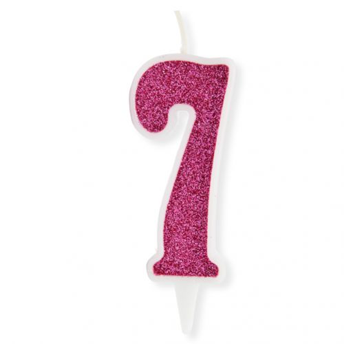 Декоративна свічка "Цифра 7", рожева фото