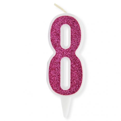 Декоративна свічка "Цифра 8", рожева фото