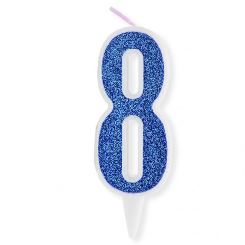 Свечка декоративная "Цифра 8", голубая фото