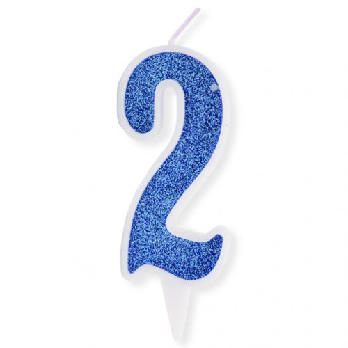 Свечка декоративная "Цифра 2", голубая фото