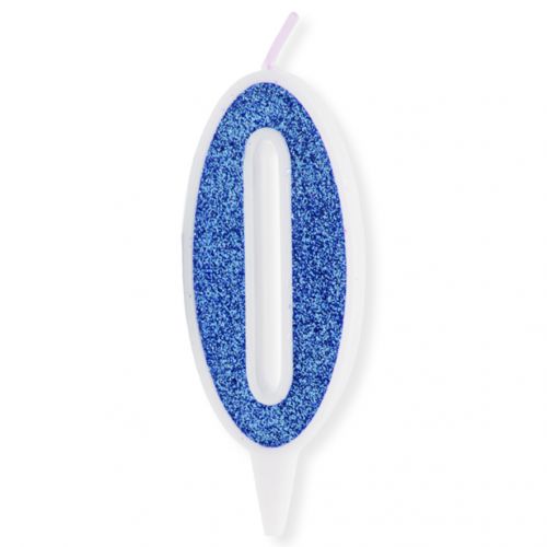 Свечка декоративная "Цифра 0", голубая фото