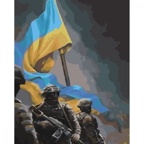 Картина за номерами з лаком та рівнем "Українські воїни" фото