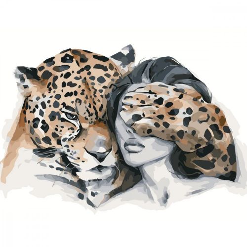 Картина за номерами та рівнем "Дівчина з леопардами" фото
