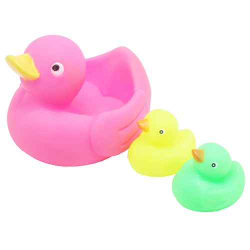 Іграшка для ванни "Качечка з каченятами", рожева фото