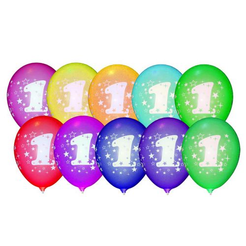 Кульки латексні "Цифра 1", 10 шт фото