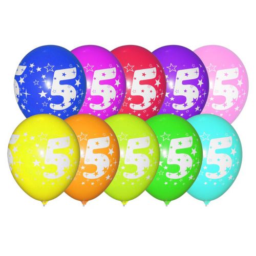 Кульки латексні "Цифра 5", 10 шт фото