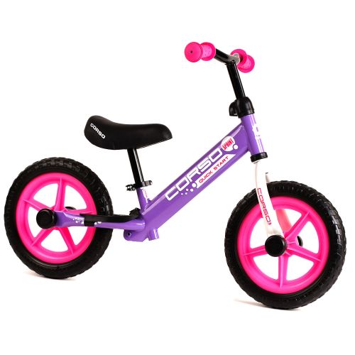 Велобег "CORSO" фиолетово-розовый со стальной рамой, колесо 12" фото