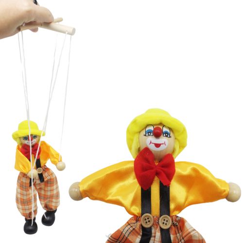 Лялька-маріонетка "Клоун", у жовтому фото