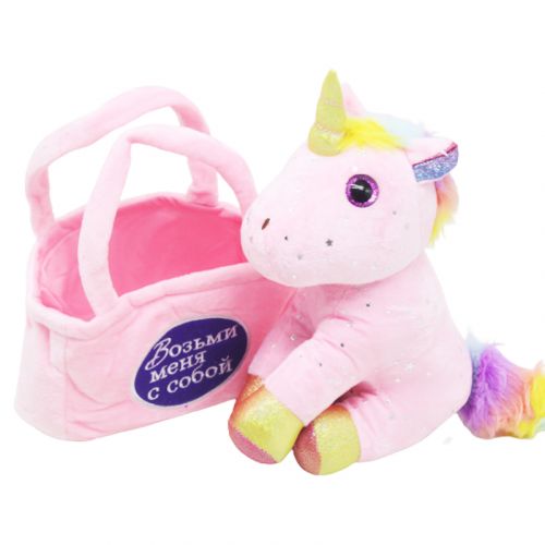 Мягкая игрушка "Пони в сумке", розовый фото