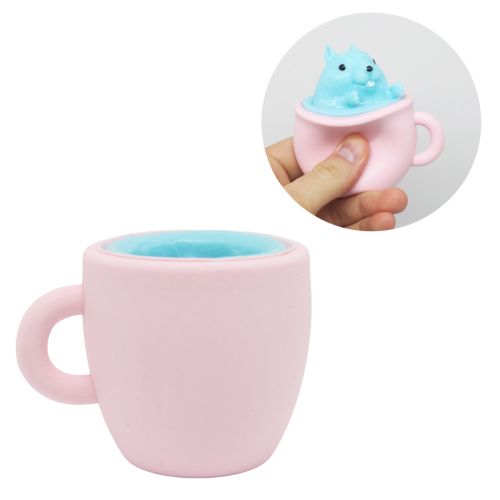 Іграшка-антистрес "Білка в чашці", рожевий фото