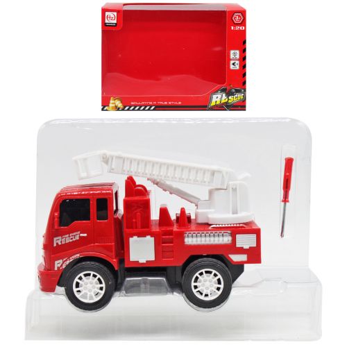 Инерционная пожарная машина с лестницей, красно-белая фото