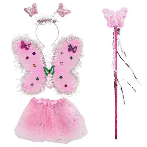 Маскарадний костюм "Метелик з крилами", рожевий фото