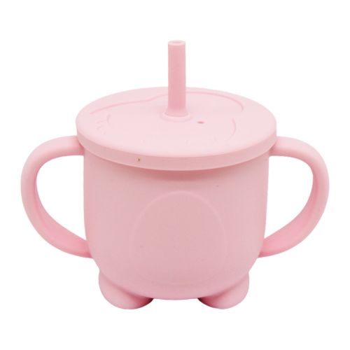 Силіконова чашка-поїлка, 200 мл, рожева фото