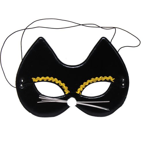 Маска карнавальна "Кішка", чорна фото