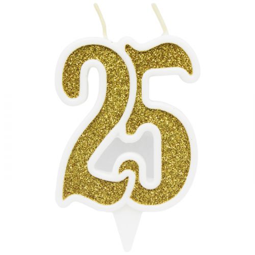 Свечка декоративная "25", золото фото