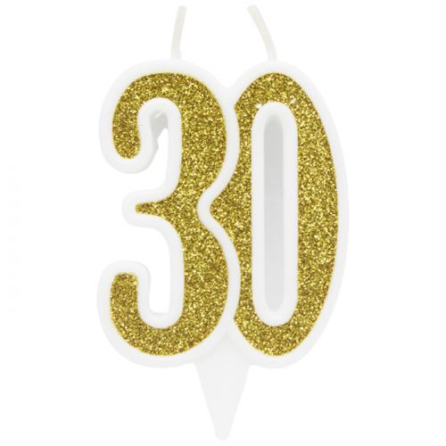 Свечка декоративная "30", золото фото