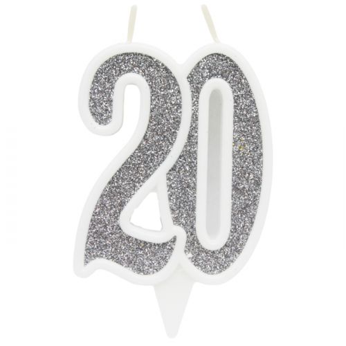 Свічка декоративна "20", срібло фото