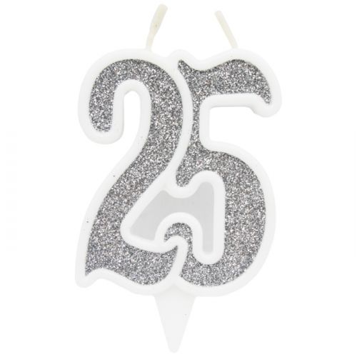 Свечка декоративная "25", серебро фото