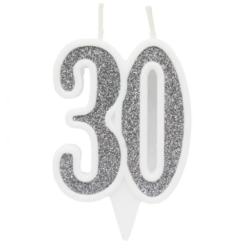 Свечка декоративная 30", серебро фото