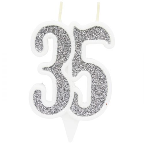 Свечка декоративная "35", серебро картинка Свечка декоративная "35", серебро фото