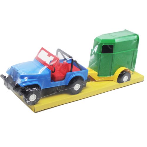 Машинка "Джип із причепом для коней", синій  мініатюра фото 1