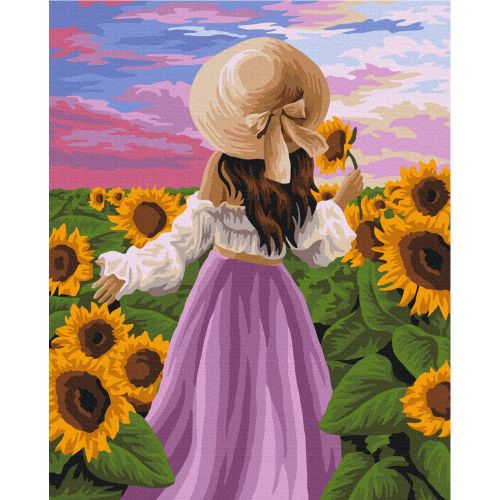 Картина по номерах "Леді в соняшниках" 40х50 см фото