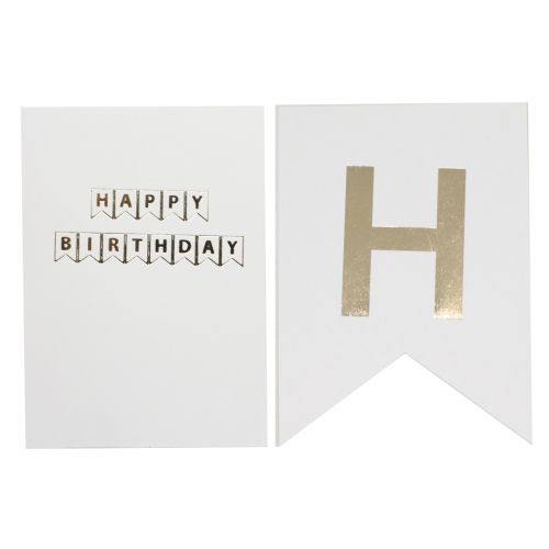 Гірлянда "Happy birthday" біла з золотом фото