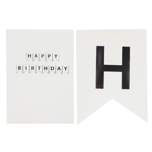 Гирлянда "Happy birthday" белая с черными буквами картинка Гирлянда "Happy birthday" белая с черными буквами фото