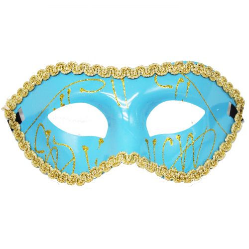 Карнавальная маска с кружевом, голубой фото