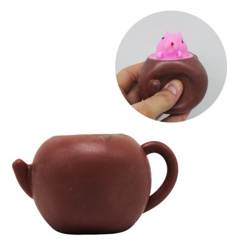 Іграшка-антистрес "Білка в чайнику", рожева фото