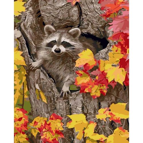 Картина за номерами "Єнотик восени" 40х50 см фото