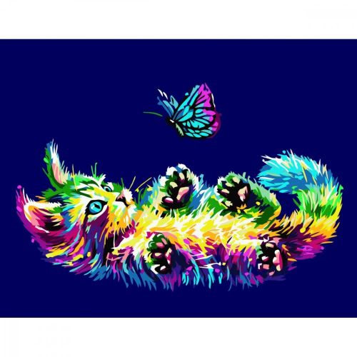 Картина за номерами "Кошеня та метелик" 40х50 см фото