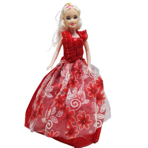 Кукла в бальном платье, красный с цветами фото