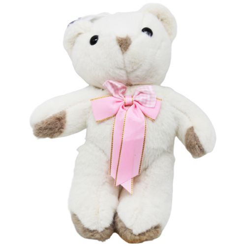 Мягкая игрушка "Медвежонок с бантиком", розовый фото