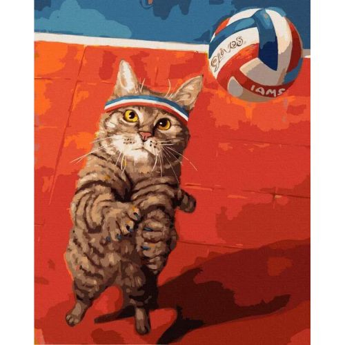 Картина за номерами "Кіт і волейбол" фото