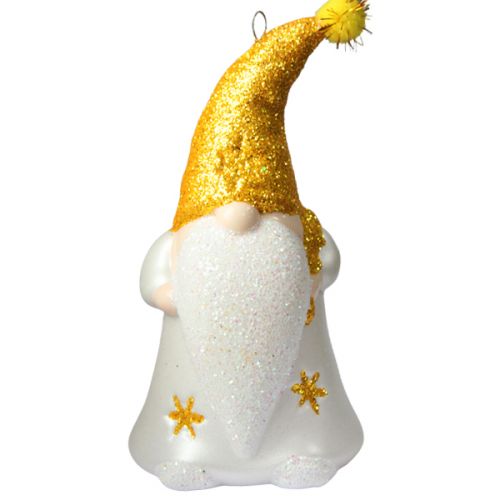 Ялинкова іграшка Гном білий із золотим фото