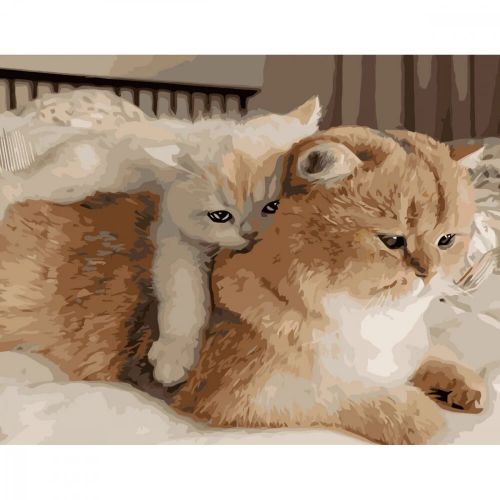 Картина по номерам "Мама с котом"  ★★★★★ фото
