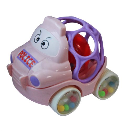 Машинка-погремушка для младенцев розовая фото
